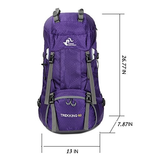 Bseash Purple 60L Waterproof Hiking and Camping Backpack with Rain Cover-1