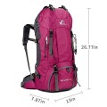 Bseash 60L Waterproof Hiking and Camping Backpack with Rain Cover, Rose Red