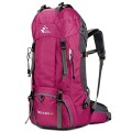 Bseash 60L Waterproof Hiking and Camping Backpack with Rain Cover, Rose Red