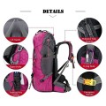 Bseash 60L Waterproof Hiking and Camping Backpack with Rain Cover, Rose Red