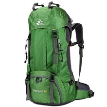Bseash 60L Waterproof Hiking and Camping Backpack with Rain Cover, Green