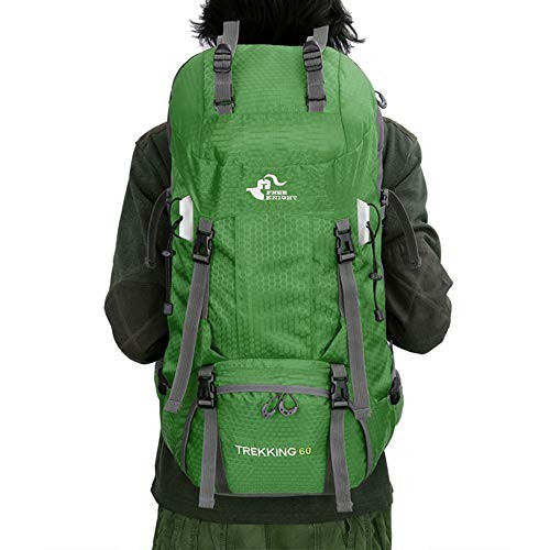 Bseash 60L Waterproof Hiking and Camping Backpack with Rain Cover, Green-8