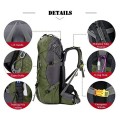 Bseash 60L Waterproof Hiking and Camping Backpack with Rain Cover, Green