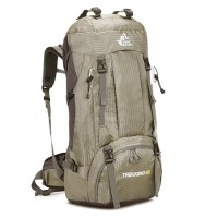 Bseash 60L Waterproof Hiking and Camping Backpack with Rain Cover, Greyish Green