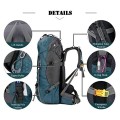 Bseash 60L Waterproof Hiking and Camping Backpack with Rain Cover, Blue Green