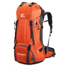 Bseash 60L Waterproof Hiking and Camping Backpack with Rain Cover, Orange