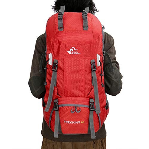 Bseash 60L Waterproof Hiking and Camping Backpack with Rain Cover, Orange-7