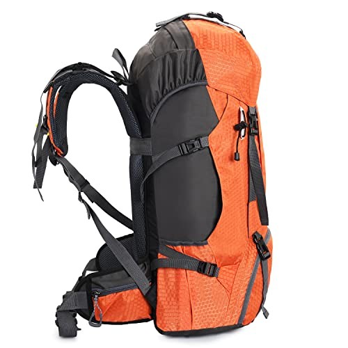 Bseash 60L Waterproof Hiking and Camping Backpack with Rain Cover, Orange-8