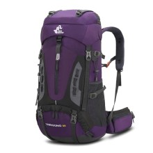 Bseash 60L Waterproof Lightweight Hiking Backpack with Rain Cover, Purple