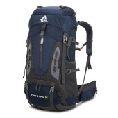Bseash 60L Lightweight Waterproof Hiking Backpack with Rain Cover, Navy Blue