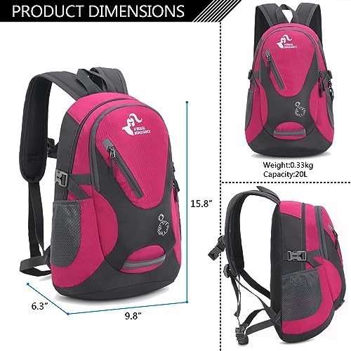 Bseash Small 20L Outdoor Hiking Backpack, Rose Red-1