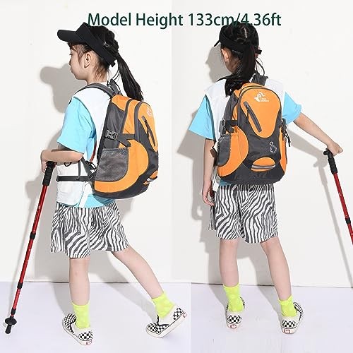 Bseash Small 20L Outdoor Hiking Backpack, Orange, Lightweight Waterproof Daypack for Kids-5