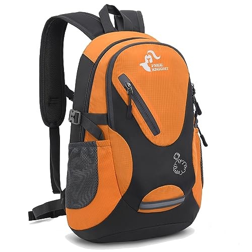 Bseash Small 20L Outdoor Hiking Backpack, Orange, Lightweight Waterproof Daypack for Kids