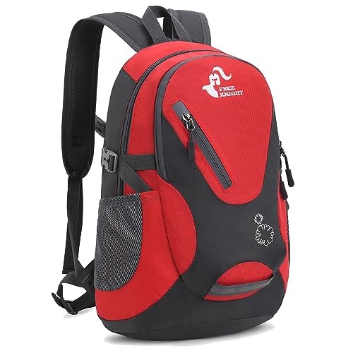 Bseash Small 20L Outdoor Hiking Backpack, Red, Lightweight Waterproof Daypack for Kids