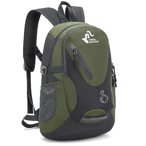 Bseash Small 20L Outdoor Hiking Backpack, Army Green Lightweight Waterproof Daypack for Kids