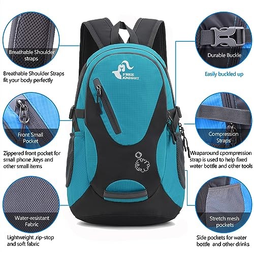 Bseash Small 20L Outdoor Hiking Backpack, Lake Green-2