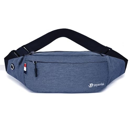 szyanlai Blue Bum Bag with Headphone Jack and Adjustable Belt, L