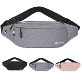 szyanlai Grey Bum Bag with Headphone Jack and Adjustable Belt, Size L