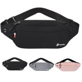 szyanlai Black Bum Bag with Headphone Jack and Adjustable Belt
