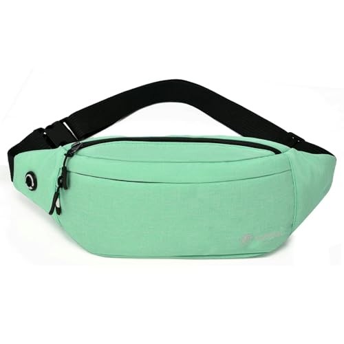 szyanlai Bum Bag Waist Fanny Pack with Headphone Jack, Adjustable Belt, Green, L