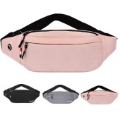 szyanlai Bum Bag Waist Fanny Pack with Headphone Jack, Adjustable Belt, Light Pink, L