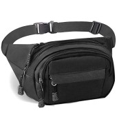 Gadom Waterproof Waist Bag with 4 Zip Pockets, A-black