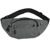 kuou Waterproof Bumbag Waist Fanny Pack, 4 Zip Pockets, Grey