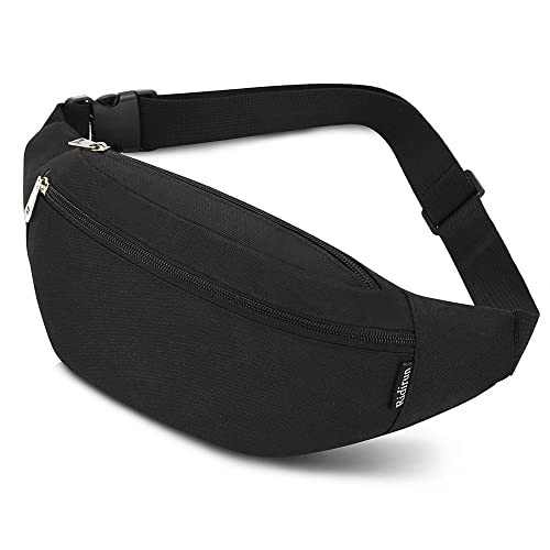 Ridirun Black Waterproof Waist Bag Bumbag for Hiking, Running and Travel