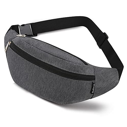 Ridirun Dark Grey Waterproof Waist Bag for Hiking, Running and Travel