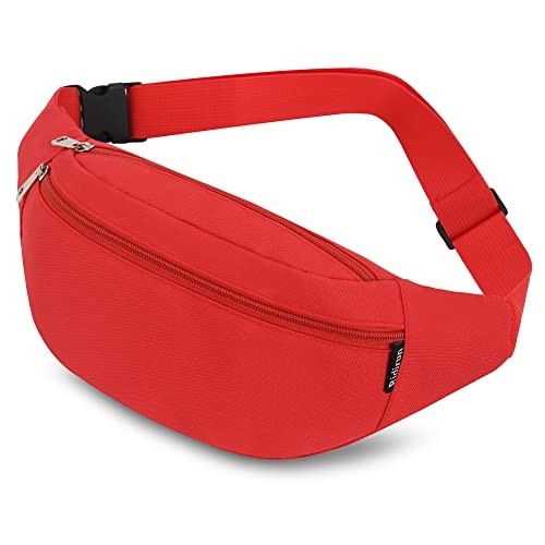 Ridirun red waterproof waist bag with 3 pockets