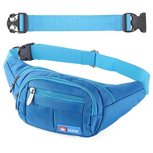 AirZyx running and hiking waist bag, 4 pockets, Blue-ex-belt