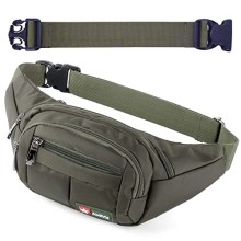 AirZyx Waist Bag for Running and Hiking, 4-Pocket Waistpack, Olive-ex-belt