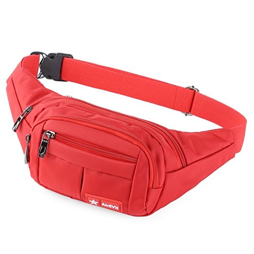 AirZyx waist bag bumbag and fanny pack for running and hiking, red