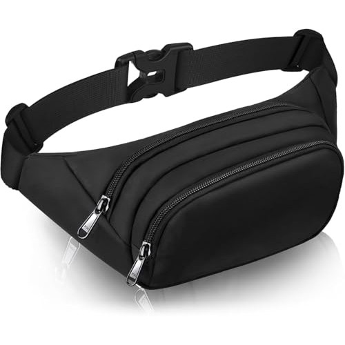 JAUSFETS Large Capacity Waterproof Waist Pack, 3 Pockets, Black