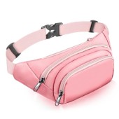 JAUSFETS Large Capacity Waist Pack, 3 Pockets, Light Pink