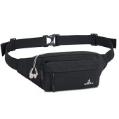 JAZUX Black Waist Fanny Pack Bum Bag with Adjustable Belt