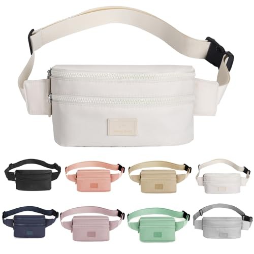 hongking Ladies Fashion Bum Bag with Adjustable Belt, Beige