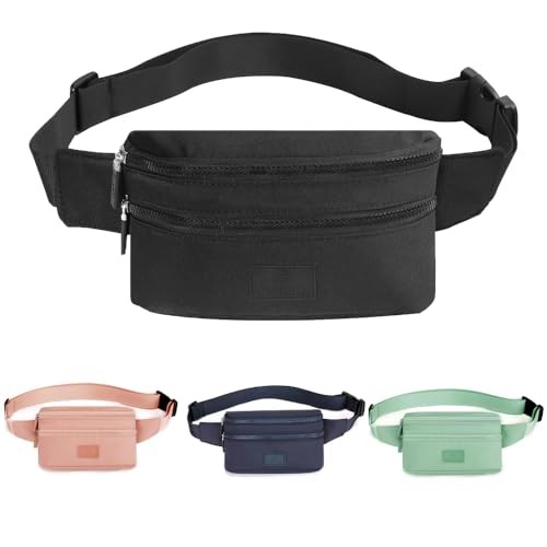 hongking Black Waist Fanny Pack with Adjustable Belt