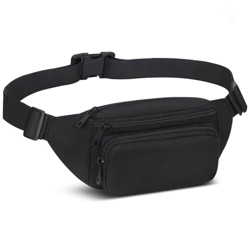 Qinlov Black Adjustable Waist Fanny Pack Bum Bag