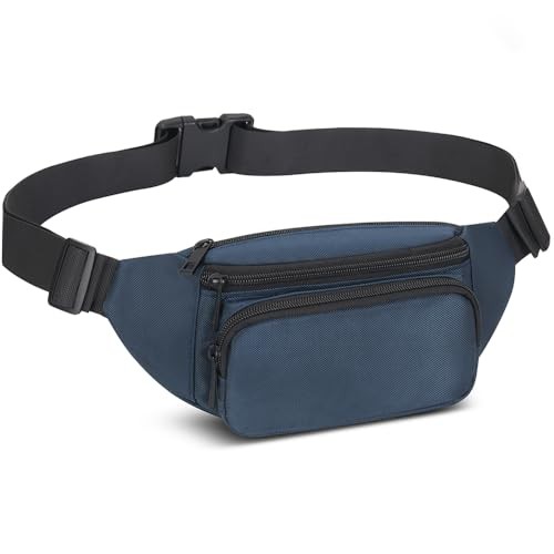Qinlov Blue Adjustable Waist Bum Bag for Running, Hiking and Travel
