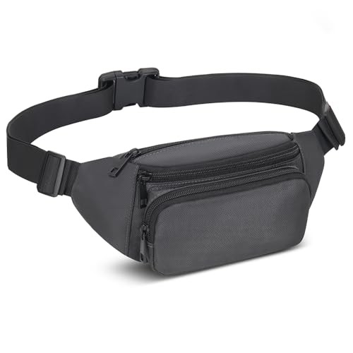 Qinlov Grey Adjustable Waist Fanny Pack, Unisex