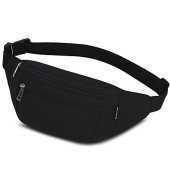 Ridirun Black Waist Fanny Pack with Adjustable Belt