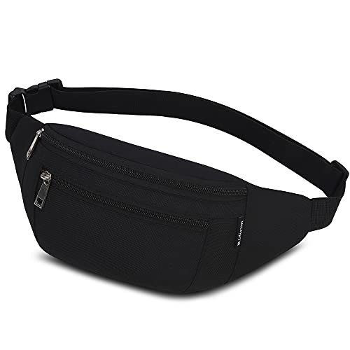 Ridirun Black Waist Fanny Pack with Adjustable Belt