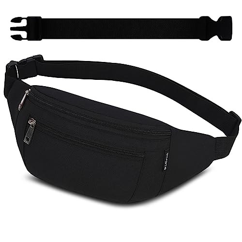 Ridirun Waist Fanny Pack, Black-ex-belt, Adjustable Belt Bag