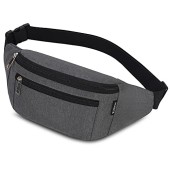 Ridirun Waist Fanny Pack, Adjustable Belt Bag, Darkgrey