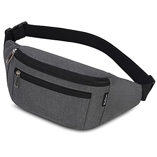 Ridirun Waist Fanny Pack, Adjustable Belt Bag, Darkgrey