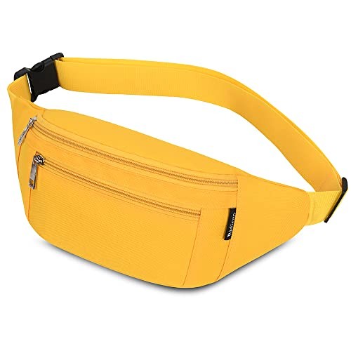 Ridirun Waist Fanny Pack, Adjustable Belt Bag, Yellow