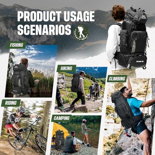 Byjogger 90L Waterproof Hiking Backpack, Large Capacity Multi-Compartment Rucksack for Camping and Trekking-5