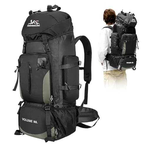 Byjogger 90L Waterproof Hiking Backpack, Large Capacity Multi-Compartment Rucksack for Camping and Trekking