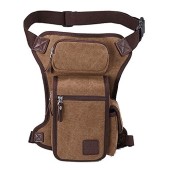Xieben Coffee Canvas Drop Leg Bag, Waist Pack